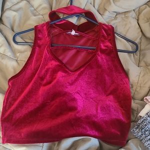 Velvety croptop with built in choker